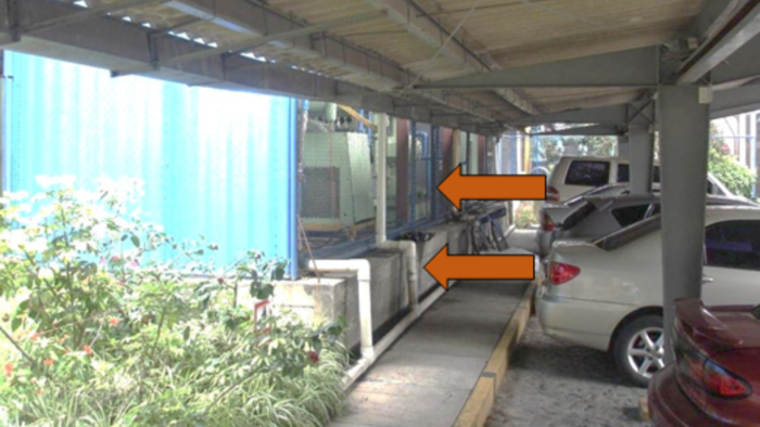 compressor room with exhaust from parked-cars