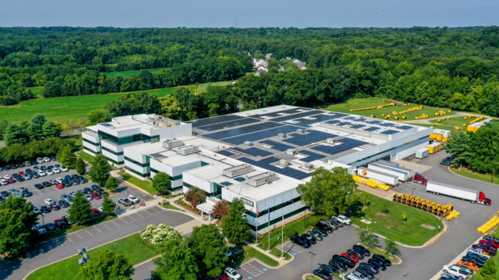 Solar panels for clean energy at Kaeser Compressors, Inc. in Fredericksburg, VA.