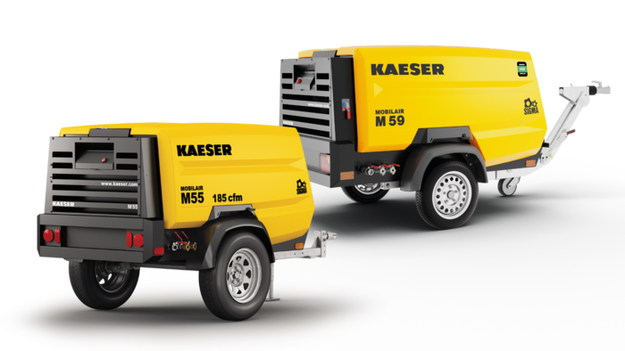 M 55PE (185 cfm) and M 59PE (195 cfm) portable compressors