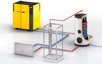 Heat recovery integrated into a system for hot water generation
