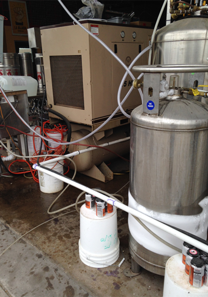 piping mess; no access to compressor